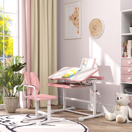 Height Adjustable Kids Desk and Chair Set, School Study Writing, Reading Table C