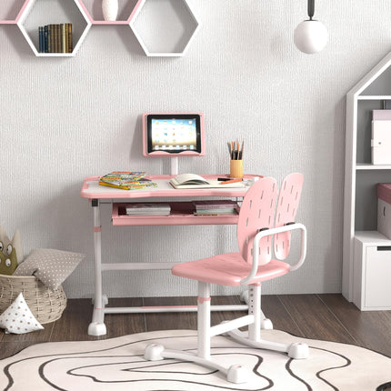 Height Adjustable Kids Desk and Chair Set, School Study Writing, Reading Table C