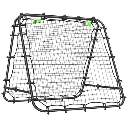 Double Sided Football Rebounder Net with 5 Adjustable Angles - Black