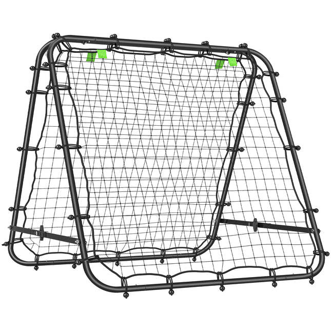 Double Sided Football Rebounder Net with 5 Adjustable Angles - Black
