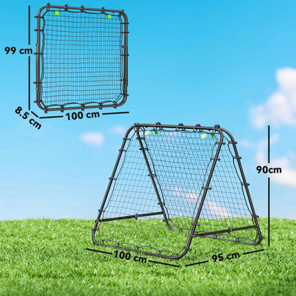 Double Sided Football Rebounder Net with 5 Adjustable Angles - Black