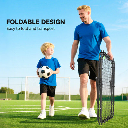 Double Sided Football Rebounder Net with 5 Adjustable Angles - Black