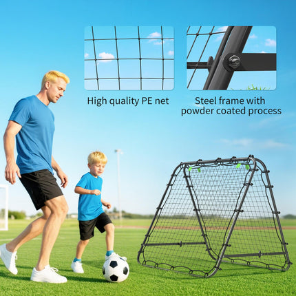 Double Sided Football Rebounder Net with 5 Adjustable Angles - Black
