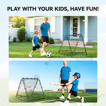 Double Sided Football Rebounder Net with 5 Adjustable Angles - Black