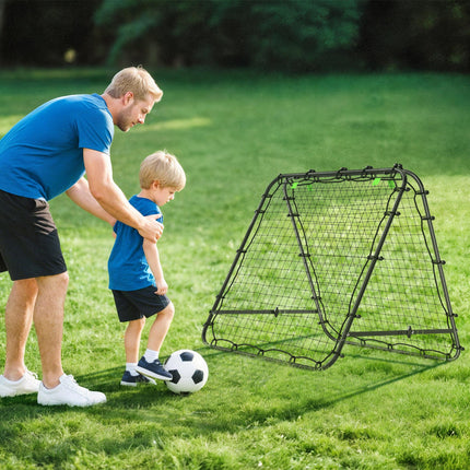 Double Sided Football Rebounder Net with 5 Adjustable Angles - Black
