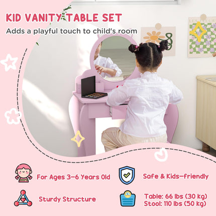 ZONEKIZ Kids Wooden Bedroom Furniture Set with Cat Design - Multi-Colored