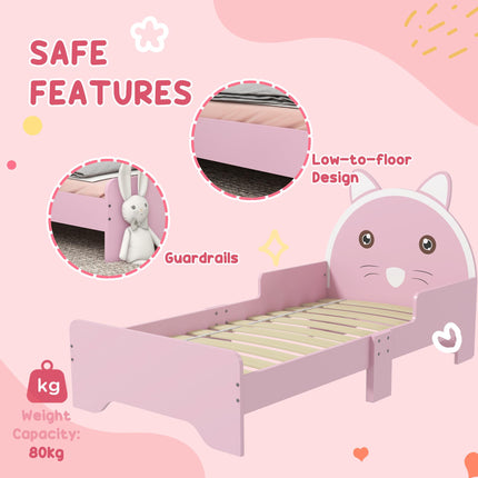 ZONEKIZ Kids Wooden Bedroom Furniture Set with Cat Design - Multi-Colored