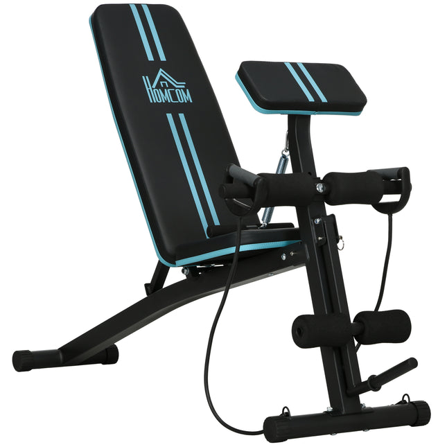 Adjustable Foldable Weight Bench with Padded Seat and Multi-Angle Backrest - Blue