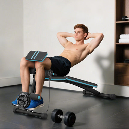 Adjustable Foldable Weight Bench with Padded Seat and Multi-Angle Backrest - Blue