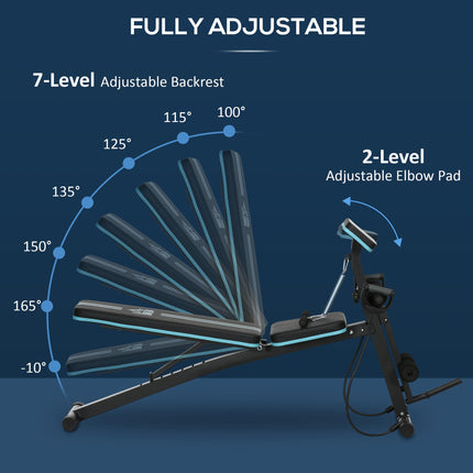 Adjustable Foldable Weight Bench with Padded Seat and Multi-Angle Backrest - Blue