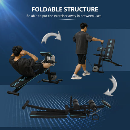 Adjustable Foldable Weight Bench with Padded Seat and Multi-Angle Backrest - Blue
