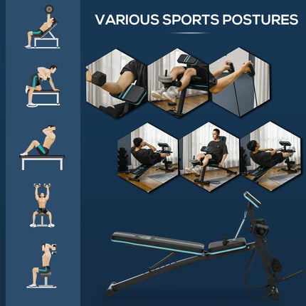 Adjustable Foldable Weight Bench with Padded Seat and Multi-Angle Backrest - Blue