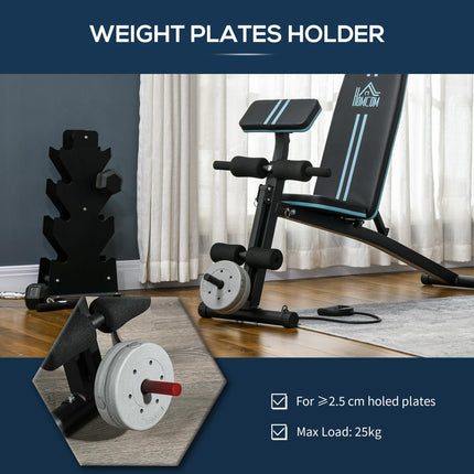 Adjustable Foldable Weight Bench with Padded Seat and Multi-Angle Backrest - Blue