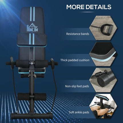 Adjustable Foldable Weight Bench with Padded Seat and Multi-Angle Backrest - Blue