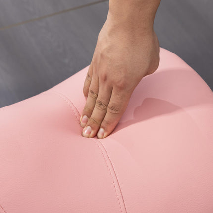 Height Adjustable Saddle Stool with Faux Leather Seat for Salon Spa Massage - Pink