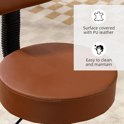 Beautician's Adjustable Swivel Salon Chair with Padded Seat & 5 Wheels 48cm - Brown