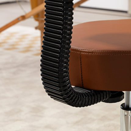 Beautician's Adjustable Swivel Salon Chair with Padded Seat & 5 Wheels 48cm - Brown
