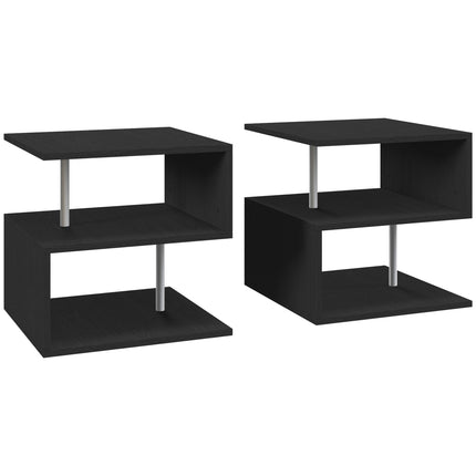 Wooden S Shape Cube Coffee Table 2 Tier Storage Shelves Organiser Office Bookcas