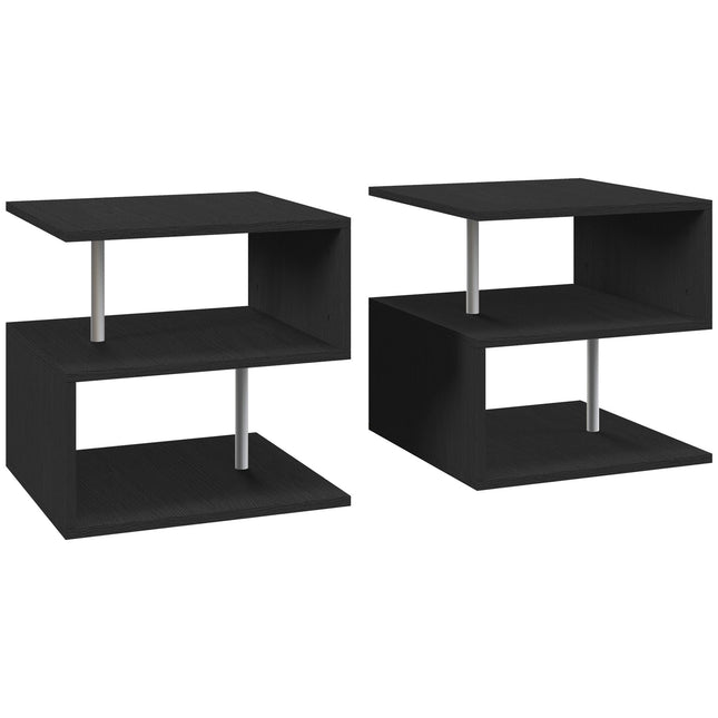 Wooden S Shape Cube Coffee Table 2 Tier Storage Shelves Organiser Office Bookcas