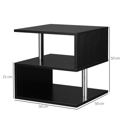 Wooden S Shape Cube Coffee Table 2 Tier Storage Shelves Organiser Office Bookcas