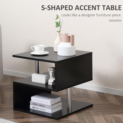 Wooden S Shape Cube Coffee Table 2 Tier Storage Shelves Organiser Office Bookcas