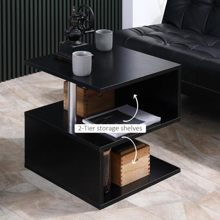 Wooden S Shape Cube Coffee Table 2 Tier Storage Shelves Organiser Office Bookcas