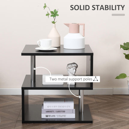 Wooden S Shape Cube Coffee Table 2 Tier Storage Shelves Organiser Office Bookcas