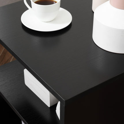 Wooden S Shape Cube Coffee Table 2 Tier Storage Shelves Organiser Office Bookcas