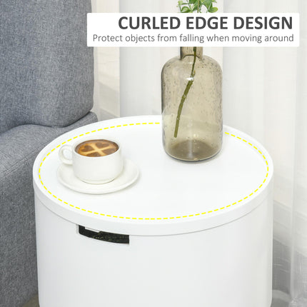 Modern Side Table with Hidden Storage Space, Round Night Stand with Removable Tr