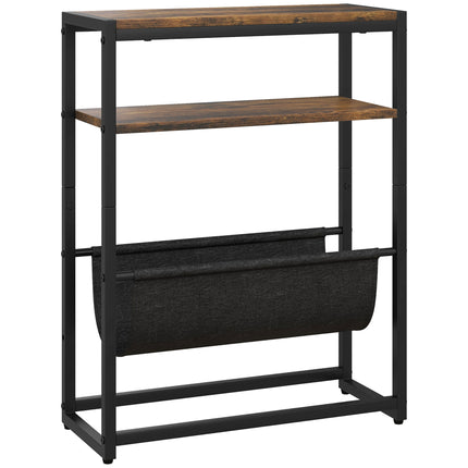 Narrow Side Table, End Table with 3-Tier Storage, V-Shaped Magazine Holder for Living Room, Bedroom, 43 x 18 x 56 cm