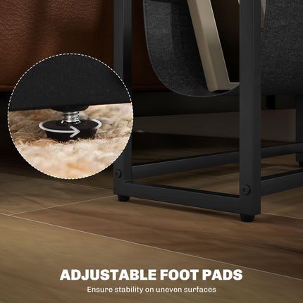 Narrow Side Table, End Table with 3-Tier Storage, V-Shaped Magazine Holder for Living Room, Bedroom, 43 x 18 x 56 cm