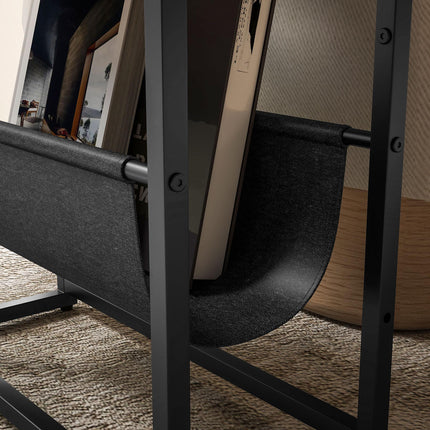 Narrow Side Table, End Table with 3-Tier Storage, V-Shaped Magazine Holder for Living Room, Bedroom, 43 x 18 x 56 cm
