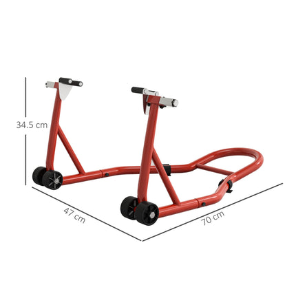 Rear Motorcycle Paddock Stand with U & L-Shaped Adapters for 10", 17", 18" Tyres, 200kg Capacity - Red