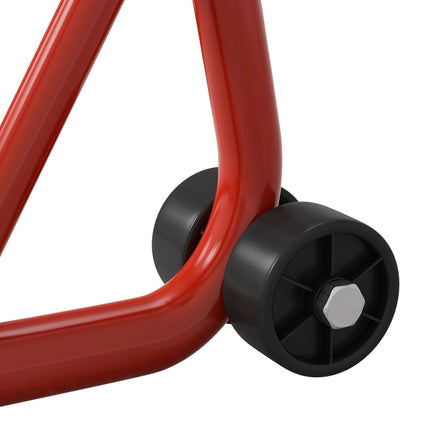Rear Motorcycle Paddock Stand with U & L-Shaped Adapters for 10", 17", 18" Tyres, 200kg Capacity - Red