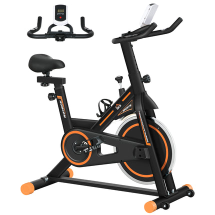 Exercise Bike, Indoor Cycling, with LCD Display, Heart Rate, Sensor - Black and