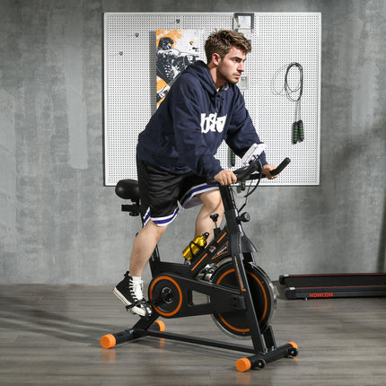 Exercise Bike, Indoor Cycling, with LCD Display, Heart Rate, Sensor - Black and