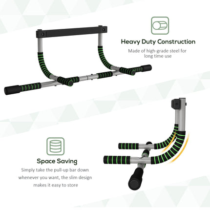 Home Fitness Doorway Pull Up Bar Solid Steel - Green