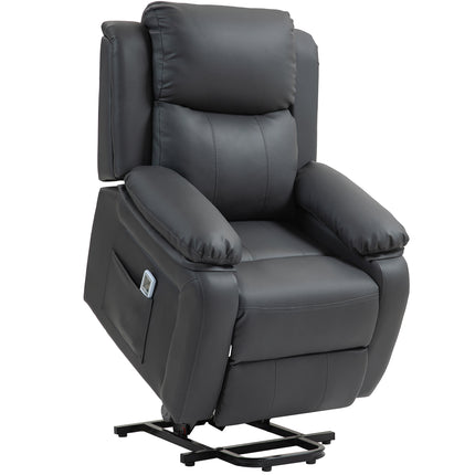 Riser and Recliner Chair with Massage, PU Leather Power Lift Chair for Elderly W