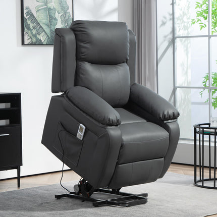 Riser and Recliner Chair with Massage, PU Leather Power Lift Chair for Elderly W