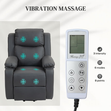 Riser and Recliner Chair with Massage, PU Leather Power Lift Chair for Elderly W