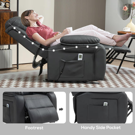 Riser and Recliner Chair with Massage, PU Leather Power Lift Chair for Elderly W