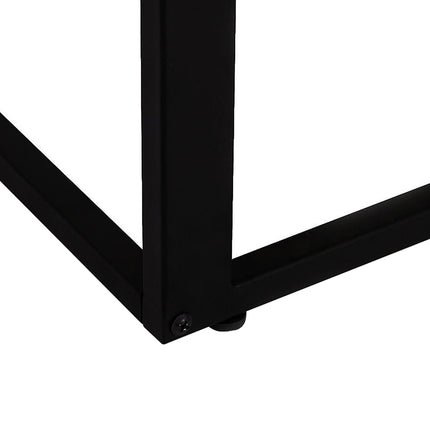 Set of 2 C-Shaped Sofa Side Tables with Metal Frame - Walnut and Black