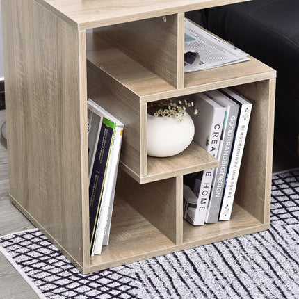 3 Tier Side Table with Open Storage Shelves Set of 2 - Oak Color