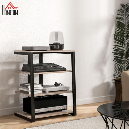 HiFi Stand with Four Adjustable Storage Shelves - Grey