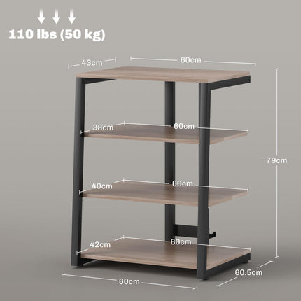 HiFi Stand with Four Adjustable Storage Shelves - Grey