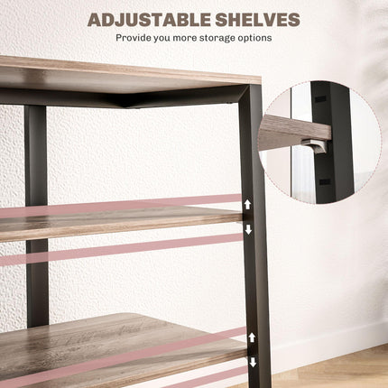 HiFi Stand with Four Adjustable Storage Shelves - Grey