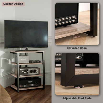 HiFi Stand with Four Adjustable Storage Shelves - Grey