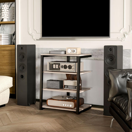 HiFi Stand with Four Adjustable Storage Shelves - Grey