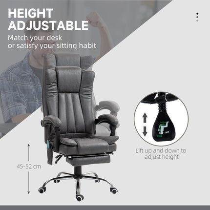 Six-Point Massage Chair, with Heat and Footrest - Dark Grey