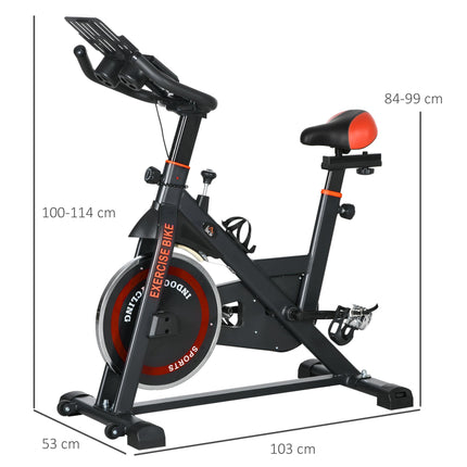 Stationary Exercise Bike with 8kg Flywheel and Adjustable Seat - Black